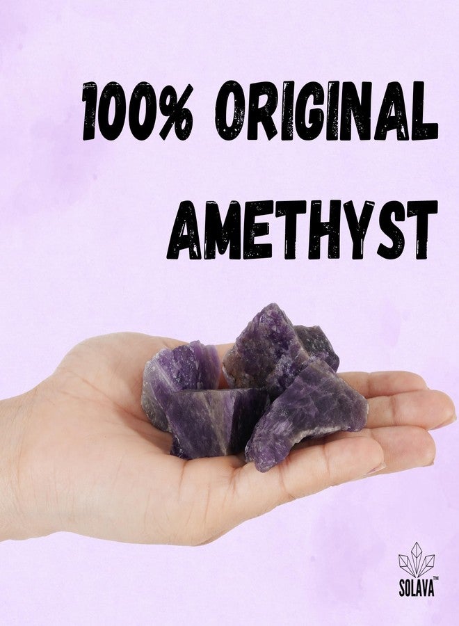 SOLAVA Natural Amethyst Crystal Stone Original Certified - Raw Healing Crystals, Purple Rough Stone for Anxiety, Stress, Good Luck, Peace, Manifestation, Meditation, and Reiki Healing - 2+ Pieces - Image 3